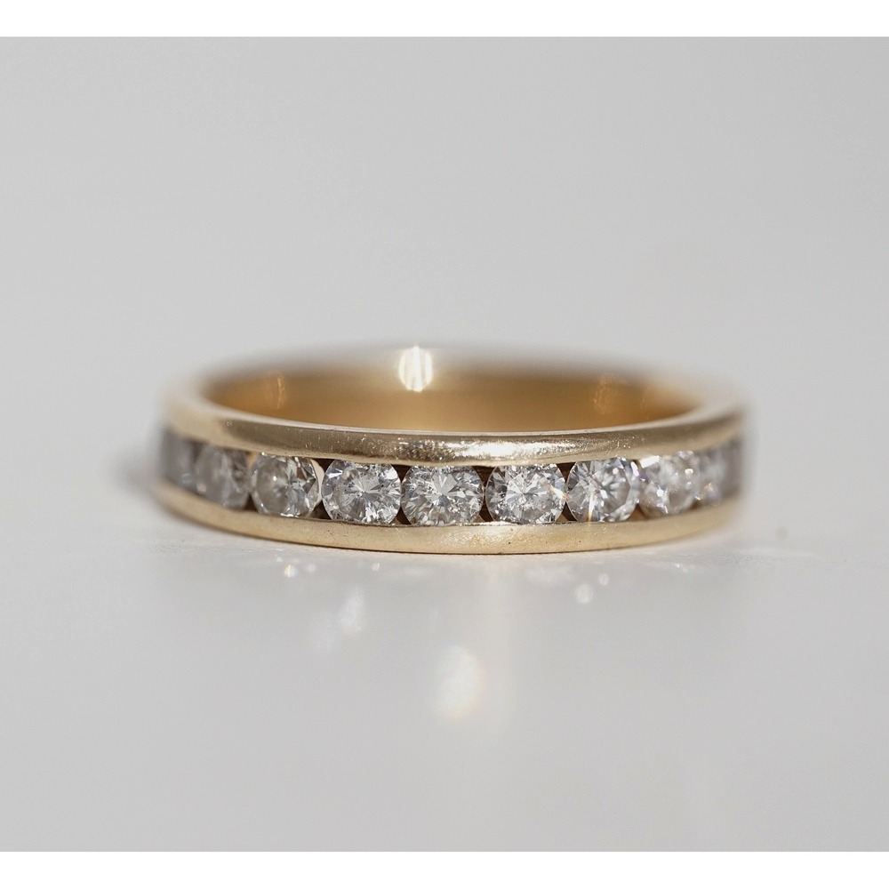 Vintage 14k Solid Gold Natural Channel Set Eternity Band Ring - 3.20g Size 6 - Picture 9 of 9